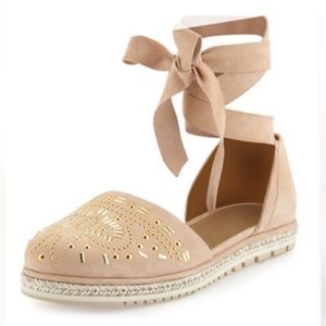 Stuart Weitzman Couscous d’Orsay flat espadrille bisque/nude suede shoes M 7.5